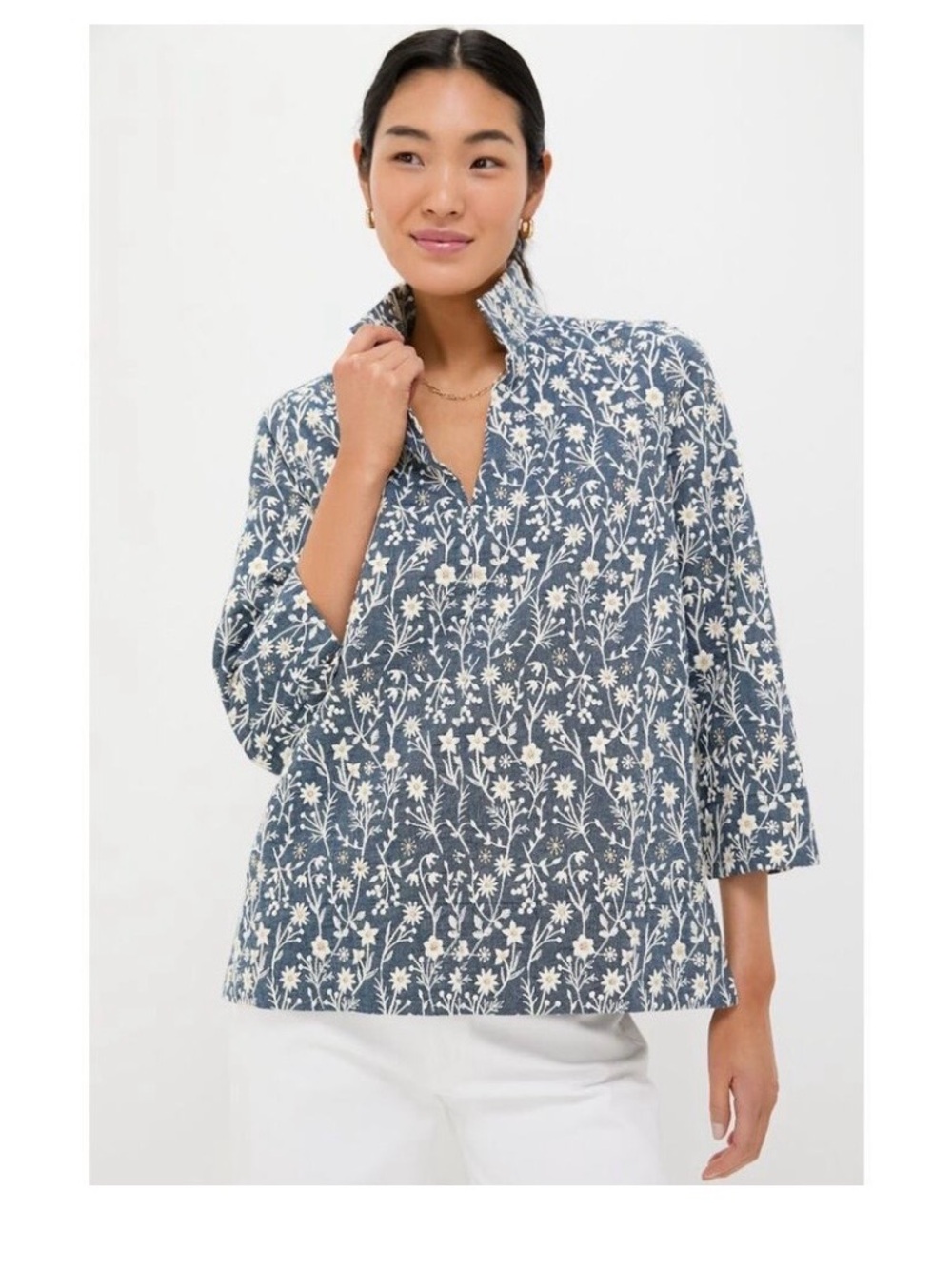 Tuckernuck Blue Floral chambray margot Popover Tunic wildflower sz XL nwt